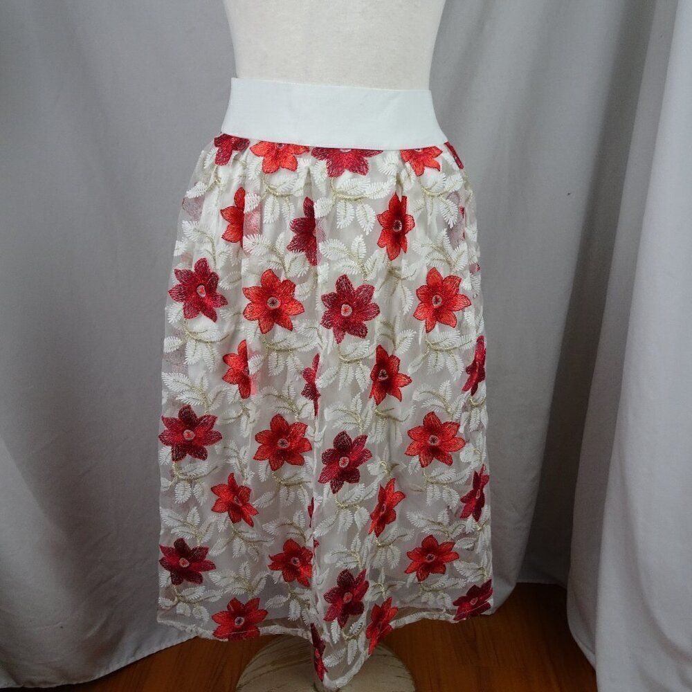 Hesperus Women Embroidery Floral Skirt Size M